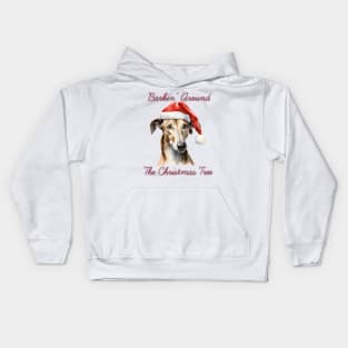 Christmas Greyhound Dog in Santa Hat Kids Hoodie